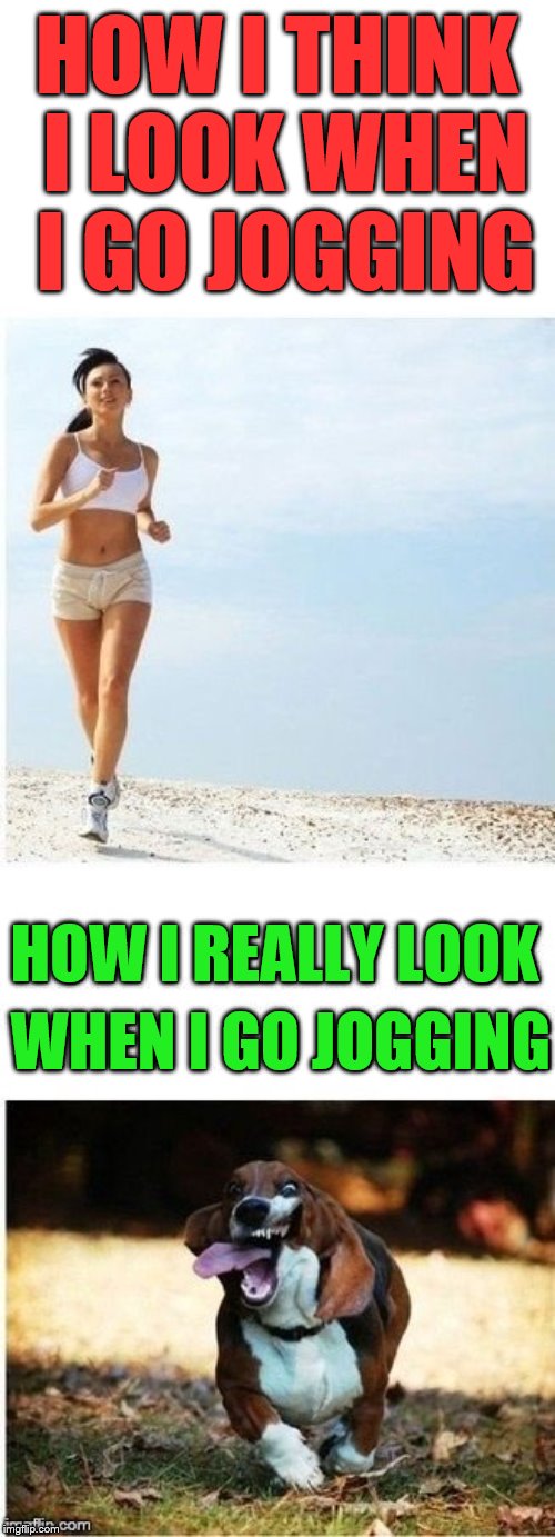 HOW I THINK I LOOK WHEN I GO JOGGING; HOW I REALLY LOOK; WHEN I GO JOGGING | made w/ Imgflip meme maker