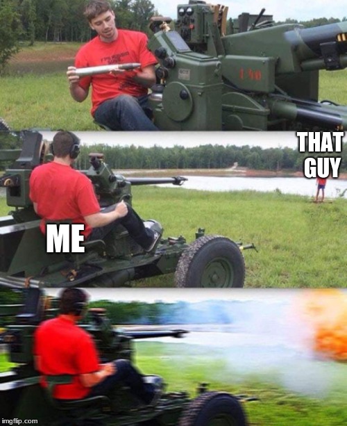 Cannon destruction | THAT GUY ME | image tagged in cannon destruction | made w/ Imgflip meme maker