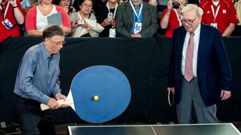 Bill Gates giant ping pong paddle Blank Meme Template