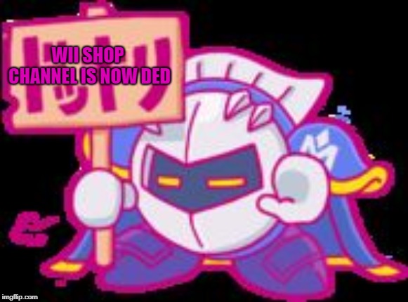 Meta Knight plz stop | WII SHOP CHANNEL IS NOW DED | image tagged in meta knight plz stop,wii shop channel,wii | made w/ Imgflip meme maker
