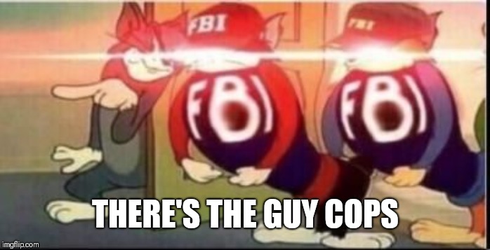 Tom sends fbi | THERE'S THE GUY COPS | image tagged in tom sends fbi | made w/ Imgflip meme maker