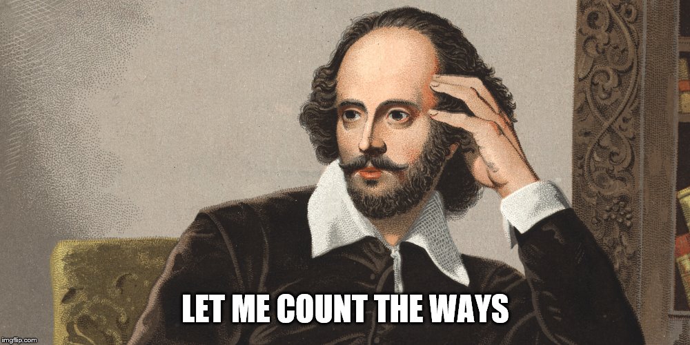 Hey Girl Shakespeare | LET ME COUNT THE WAYS | image tagged in hey girl shakespeare | made w/ Imgflip meme maker