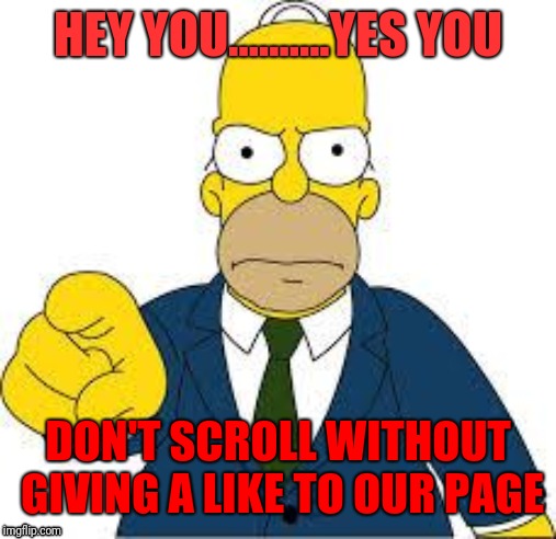Hey you  | HEY YOU..........YES YOU; DON'T SCROLL WITHOUT GIVING A LIKE TO OUR PAGE | image tagged in hey you | made w/ Imgflip meme maker
