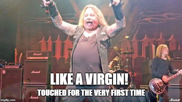 Vince Neil - Like a Virgin | TOUCHED FOR THE VERY FIRST TIME; LIKE A VIRGIN! | image tagged in vince neil,madonna cover,motley crue | made w/ Imgflip meme maker