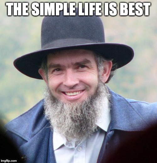 Amish | THE SIMPLE LIFE IS BEST | image tagged in amish | made w/ Imgflip meme maker