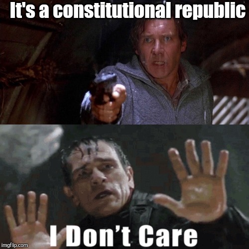 Fugitive TLJ | It's a constitutional republic | image tagged in fugitive tlj | made w/ Imgflip meme maker