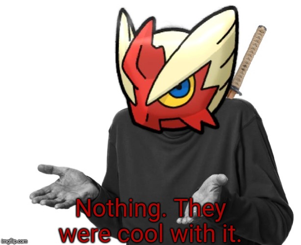 I guess I'll (Blaze the Blaziken) | Nothing. They were cool with it. | image tagged in i guess i'll blaze the blaziken | made w/ Imgflip meme maker