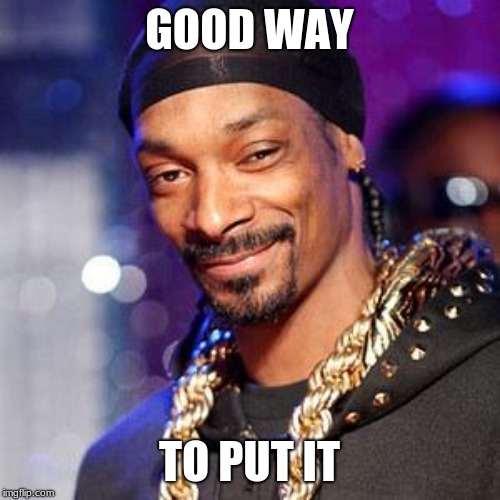 Snoop dogg | GOOD WAY TO PUT IT | image tagged in snoop dogg | made w/ Imgflip meme maker