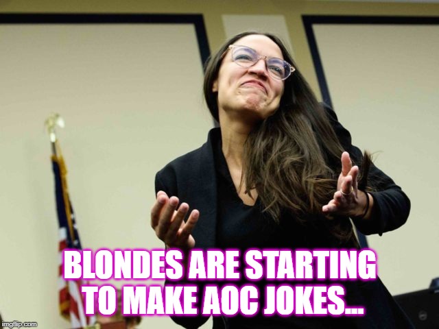 Twit | BLONDES ARE STARTING TO MAKE AOC JOKES... | image tagged in alexandria ocasio-cortez,special kind of stupid | made w/ Imgflip meme maker
