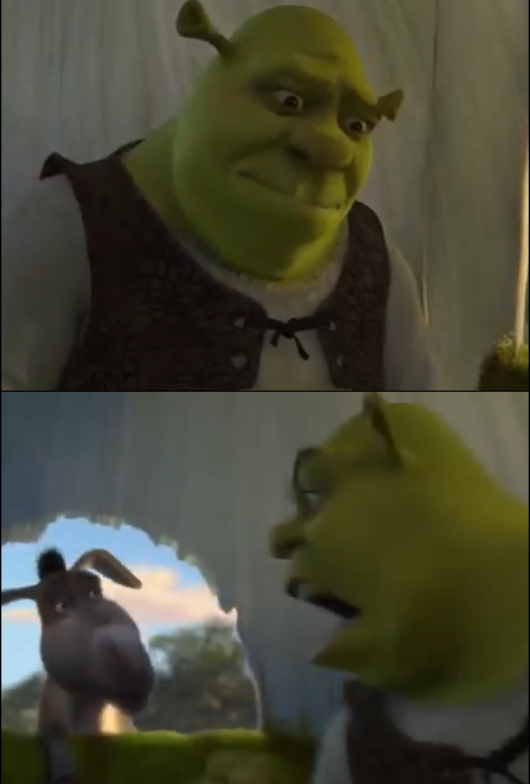 High Quality Shrek yelling at donkey Blank Meme Template. 