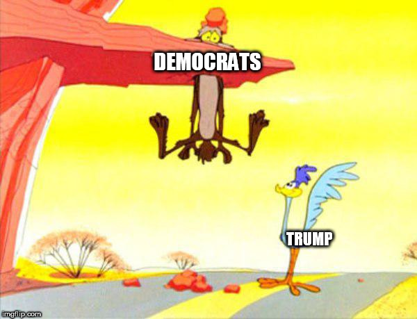 DEMOCRATS; TRUMP | image tagged in good vs evil | made w/ Imgflip meme maker