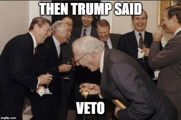 Laughing Men In Suits | THEN TRUMP SAID; VETO | image tagged in memes,laughing men in suits | made w/ Imgflip meme maker
