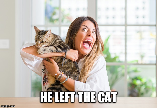 HE LEFT THE CAT | made w/ Imgflip meme maker