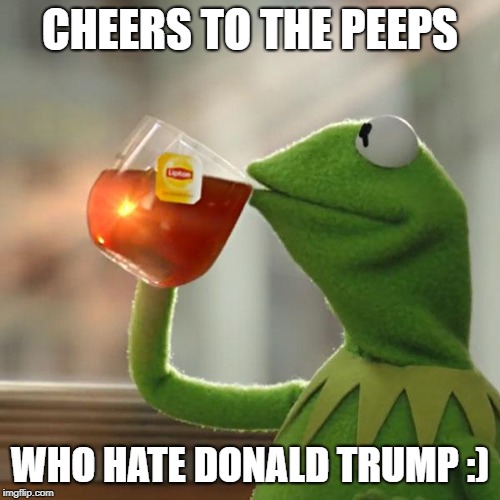 But That's None Of My Business Meme | CHEERS TO THE PEEPS; WHO HATE DONALD TRUMP :) | image tagged in memes,but thats none of my business,kermit the frog | made w/ Imgflip meme maker