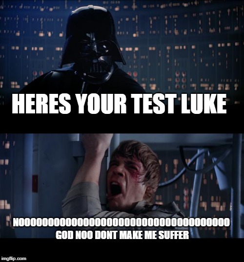 Star Wars No Meme | HERES YOUR TEST LUKE; NOOOOOOOOOOOOOOOOOOOOOOOOOOOOOOOOOOOO GOD NOO DONT MAKE ME SUFFER | image tagged in memes,star wars no | made w/ Imgflip meme maker