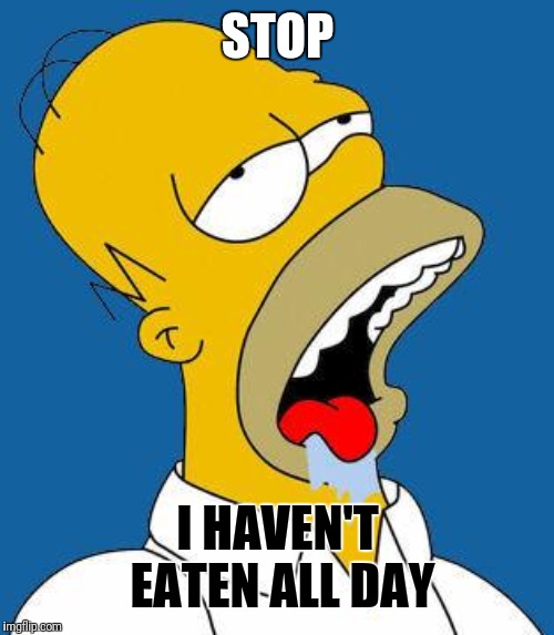 Homer Drooling | STOP I HAVEN'T EATEN ALL DAY | image tagged in homer drooling | made w/ Imgflip meme maker