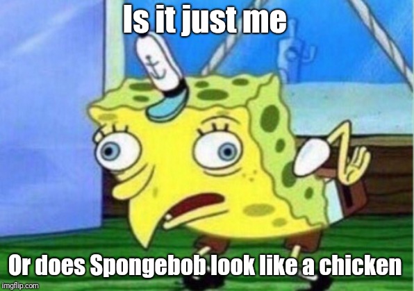 Mocking Spongebob Meme | Is it just me; Or does Spongebob look like a chicken | image tagged in memes,mocking spongebob | made w/ Imgflip meme maker