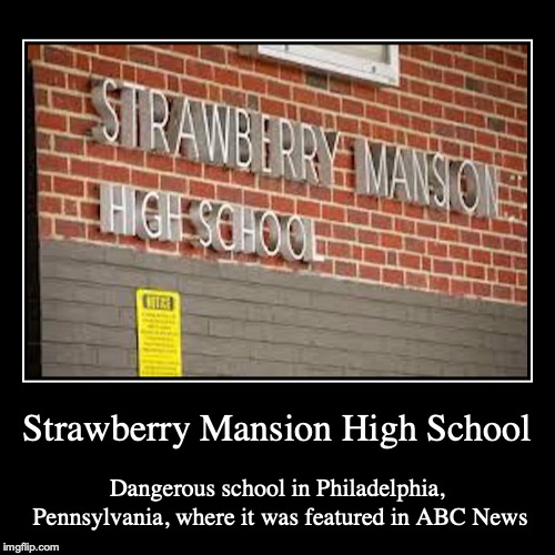 Strawberry Mansion High School | image tagged in funny,demotivationals,high school,school,education | made w/ Imgflip demotivational maker