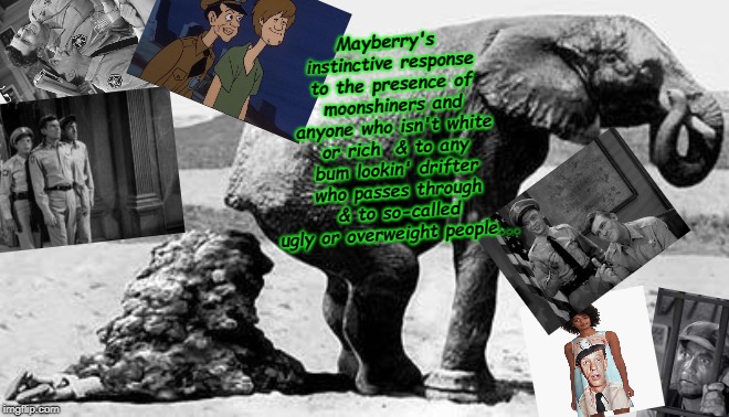 Opinion | Mayberry's instinctive response to the presence of moonshiners and anyone who isn't white or rich 
& to any bum lookin' drifter who passes through & to so-called ugly or overweight people... | image tagged in opinion | made w/ Imgflip meme maker