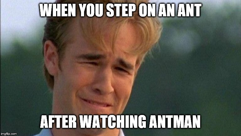 crying dawson |  WHEN YOU STEP ON AN ANT; AFTER WATCHING ANTMAN | image tagged in crying dawson | made w/ Imgflip meme maker