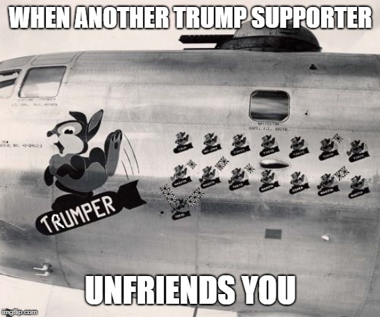 WHEN ANOTHER TRUMP SUPPORTER; UNFRIENDS YOU | image tagged in trumper,antitrump,unfriended,trump,trump unfriended,snowflake | made w/ Imgflip meme maker