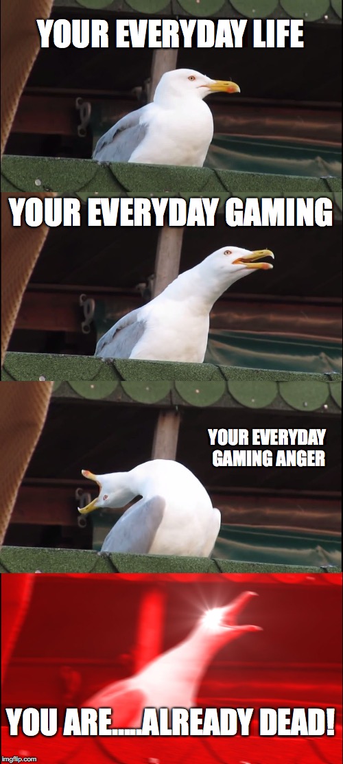 Inhaling Seagull | YOUR EVERYDAY LIFE; YOUR EVERYDAY GAMING; YOUR EVERYDAY GAMING ANGER; YOU ARE.....ALREADY DEAD! | image tagged in memes,inhaling seagull | made w/ Imgflip meme maker