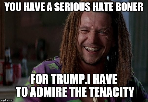 YOU HAVE A SERIOUS HATE BONER FOR TRUMP.I HAVE TO ADMIRE THE TENACITY | made w/ Imgflip meme maker