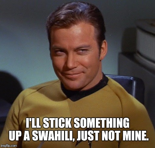 I'LL STICK SOMETHING UP A SWAHILI, JUST NOT MINE. | made w/ Imgflip meme maker