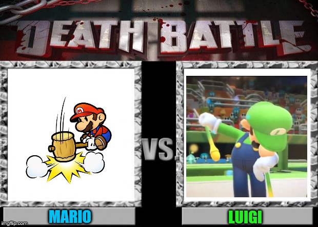 death battle | LUIGI; MARIO | image tagged in death battle | made w/ Imgflip meme maker