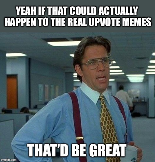 That Would Be Great Meme | YEAH IF THAT COULD ACTUALLY HAPPEN TO THE REAL UPVOTE MEMES THAT’D BE GREAT | image tagged in memes,that would be great | made w/ Imgflip meme maker