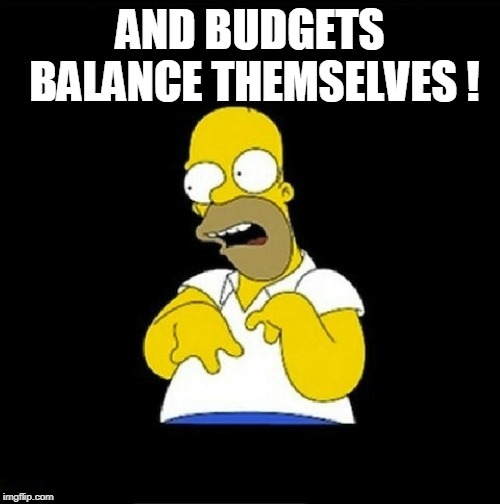 Homer Simpson Retarded | AND BUDGETS BALANCE THEMSELVES ! | image tagged in homer simpson retarded | made w/ Imgflip meme maker