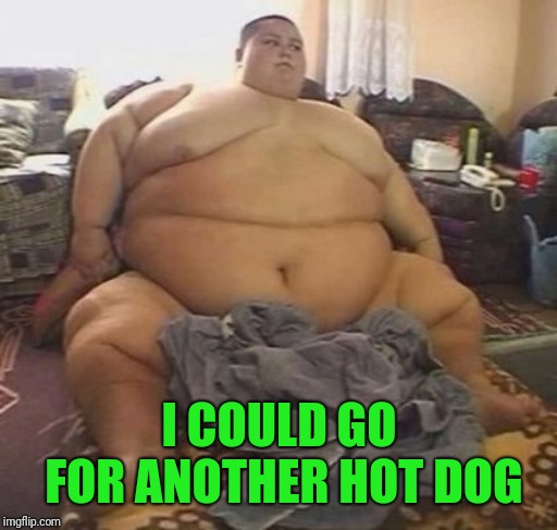 Fat guy | I COULD GO FOR ANOTHER HOT DOG | image tagged in fat guy | made w/ Imgflip meme maker