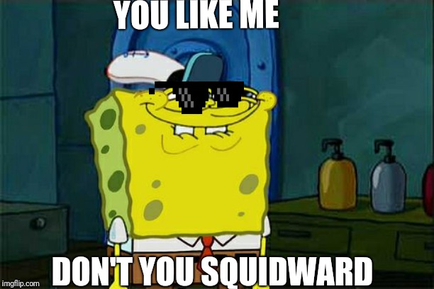 Don't You Squidward Meme | YOU LIKE ME; DON'T YOU SQUIDWARD | image tagged in memes,dont you squidward | made w/ Imgflip meme maker
