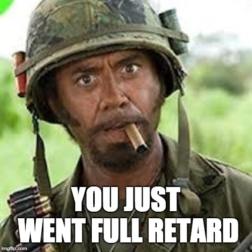 Never go full retard | YOU JUST WENT FULL RETARD | image tagged in never go full retard | made w/ Imgflip meme maker