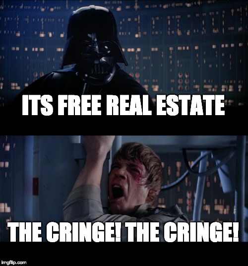 Star Wars No | ITS FREE REAL ESTATE; THE CRINGE! THE CRINGE! | image tagged in memes,star wars no | made w/ Imgflip meme maker