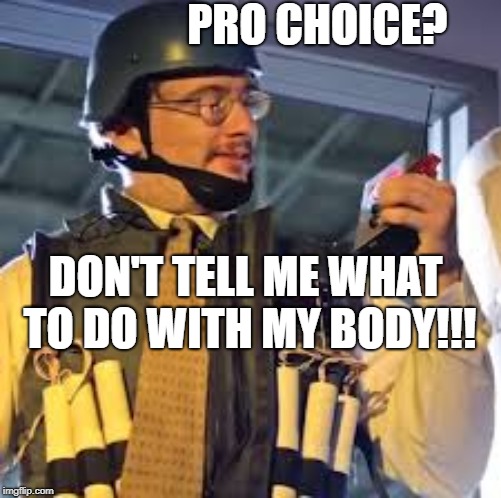 PRO CHOICE? DON'T TELL ME WHAT TO DO WITH MY BODY!!! | image tagged in sam hyde | made w/ Imgflip meme maker