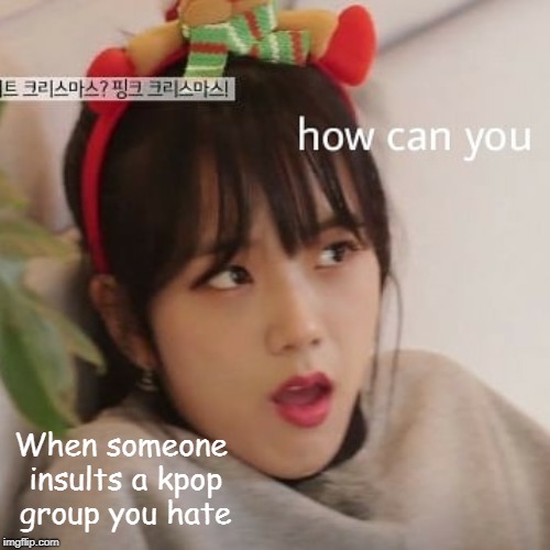 When someone insults a kpop group you hate | image tagged in fake shook jisoo | made w/ Imgflip meme maker