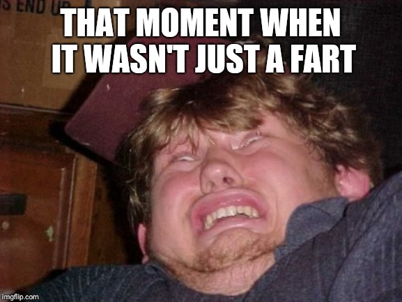 WTF Meme | THAT MOMENT WHEN IT WASN'T JUST A FART | image tagged in memes,wtf | made w/ Imgflip meme maker