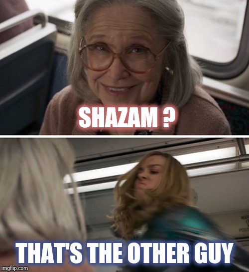 True fans are not confused | SHAZAM ? THAT'S THE OTHER GUY | image tagged in captain marvel,dc comics,marvel comics,same,not sure if,the other side | made w/ Imgflip meme maker