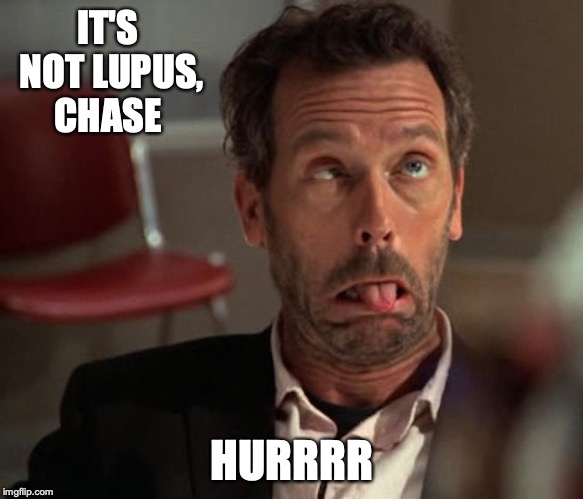 House, MD | IT'S NOT LUPUS, CHASE; HURRRR | image tagged in house md,memes,funny | made w/ Imgflip meme maker