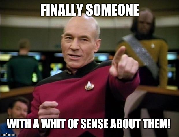 Picard | FINALLY SOMEONE WITH A WHIT OF SENSE ABOUT THEM! | image tagged in picard | made w/ Imgflip meme maker