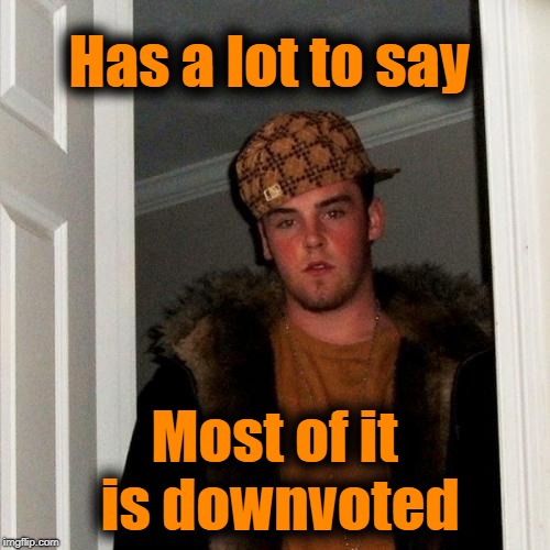 Scumbag Steve Meme | Has a lot to say Most of it is downvoted | image tagged in memes,scumbag steve | made w/ Imgflip meme maker