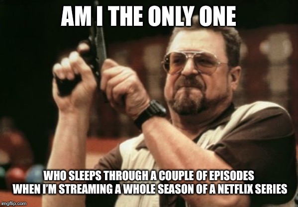 Am I The Only One Around Here Meme | AM I THE ONLY ONE; WHO SLEEPS THROUGH A COUPLE OF EPISODES WHEN I’M STREAMING A WHOLE SEASON OF A NETFLIX SERIES | image tagged in memes,am i the only one around here | made w/ Imgflip meme maker
