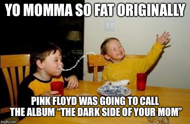 Yo Momma So Fat | YO MOMMA SO FAT ORIGINALLY PINK FLOYD WAS GOING TO CALL THE ALBUM “THE DARK SIDE OF YOUR MOM” | image tagged in yo momma so fat | made w/ Imgflip meme maker