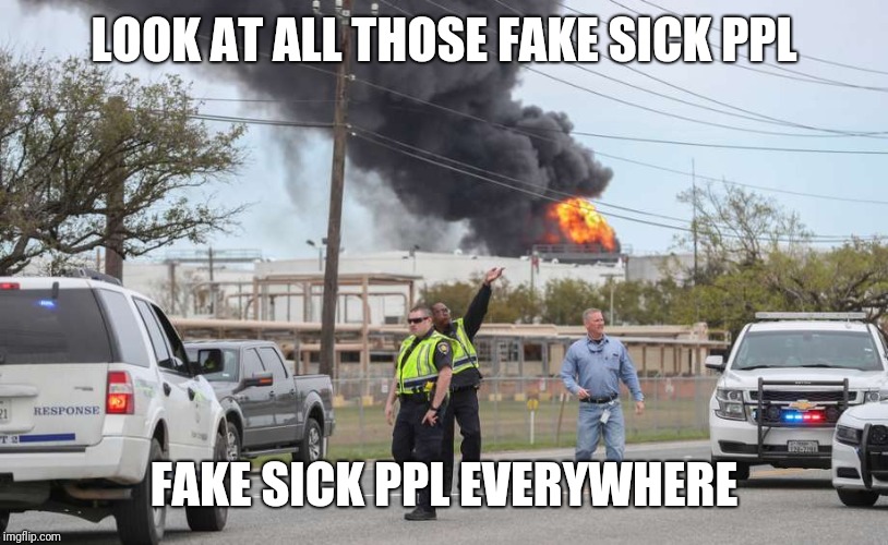 Plant fire meme | LOOK AT ALL THOSE FAKE SICK PPL; FAKE SICK PPL EVERYWHERE | image tagged in google images | made w/ Imgflip meme maker