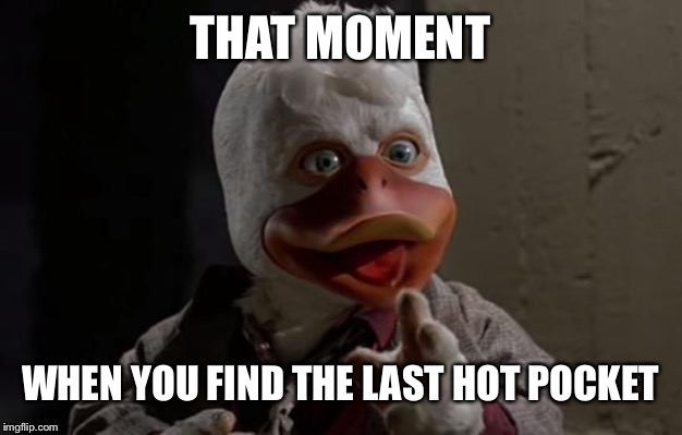 Aha Howard | THAT MOMENT; WHEN YOU FIND THE LAST HOT POCKET | image tagged in aha howard | made w/ Imgflip meme maker