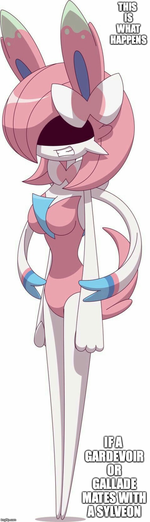 Gardeveon | THIS IS WHAT HAPPENS; IF A GARDEVOIR OR GALLADE MATES WITH A SYLVEON | image tagged in gardevoir,sylveon,pokemon,memes | made w/ Imgflip meme maker