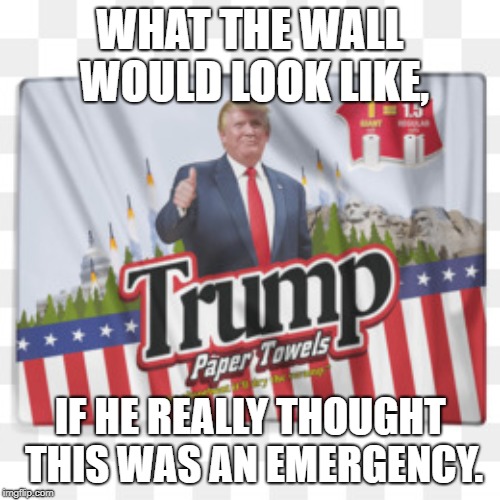 Trump Toweler | WHAT THE WALL WOULD LOOK LIKE, IF HE REALLY THOUGHT THIS WAS AN EMERGENCY. | image tagged in political meme | made w/ Imgflip meme maker
