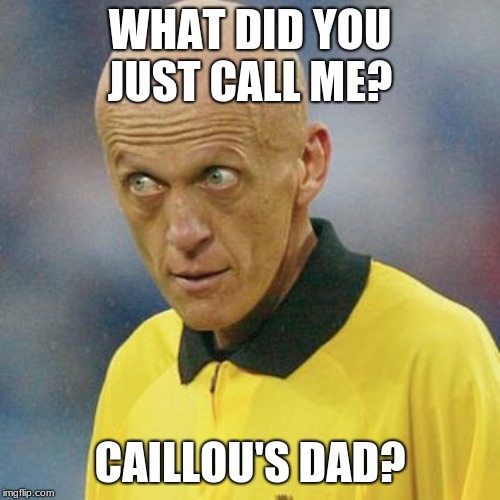Are you serious? (Football) | WHAT DID YOU JUST CALL ME? CAILLOU'S DAD? | image tagged in are you serious football | made w/ Imgflip meme maker