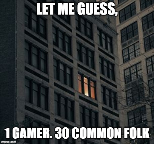 Hmmm. | LET ME GUESS, 1 GAMER. 30 COMMON FOLK | image tagged in funny memes | made w/ Imgflip meme maker